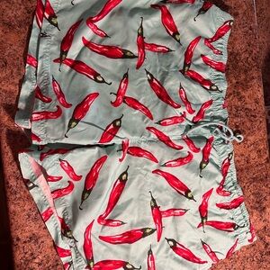George Red and Green Patterned swim trunks